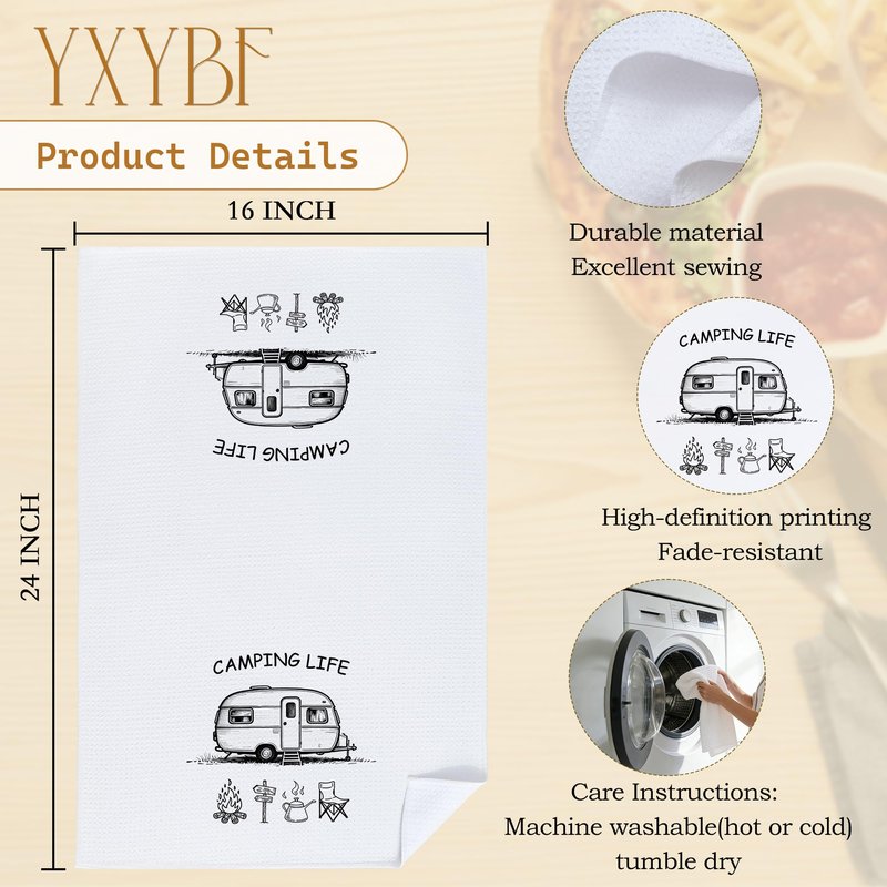 YXYBF Camping Gifts Hand Dish Tea Towels for Kitchen Bathroom RV Decor 16x24 Inches, Gifts for RV Campers Women Men, Minimalist Camping Kitchen Towels Decorative