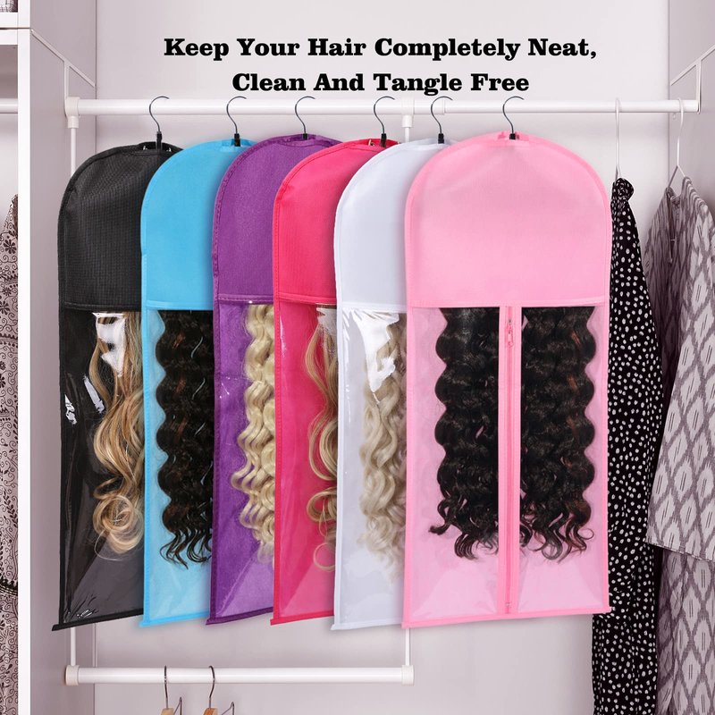 10 PCS Hair Extension Storage Holder - Wig Organizer for Multiple Wigs - Waterproof and Portable (PINK)