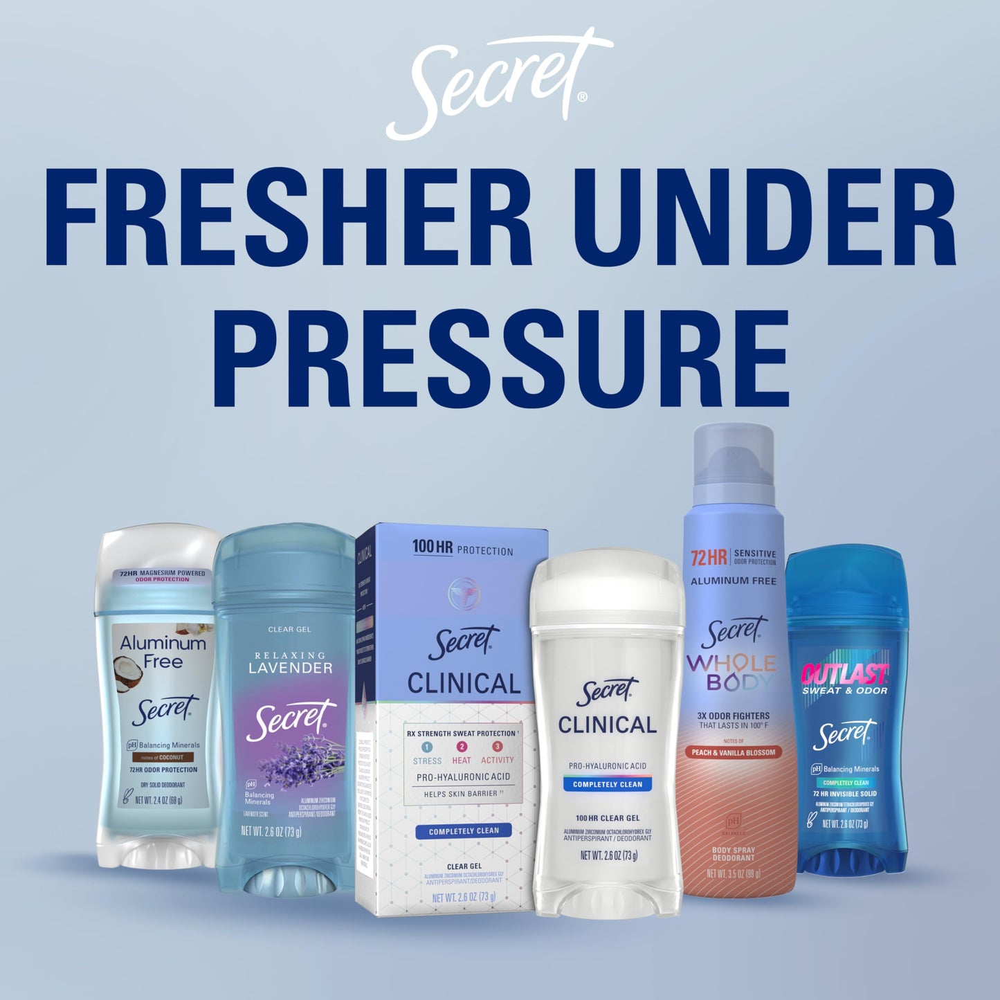 Secret Fresh Antiperspirant Deodorant for Women, 72hr Breathable Sweat & Odor Protection, Instant Freshness & Gentle, PH Balancing Minerals, Clear Gel, Refreshing Berry Scent, 2.6 oz (Pack of 2)