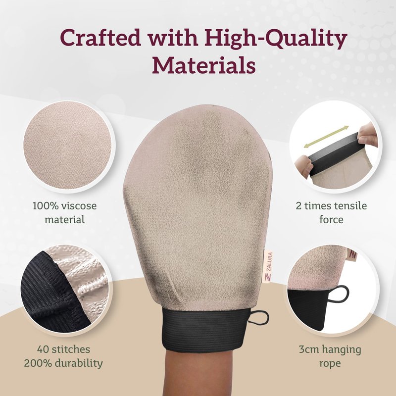 ZALURA Exfoliating Glove - Skin Exfoliating Body Scrubber for Shower & Bath - 100% Viscose Plant Fibers - Deep Exfoliating Mitt & Scrubber for Women & Men, Spray Tan & Dead Skin Remover - 1-Glove