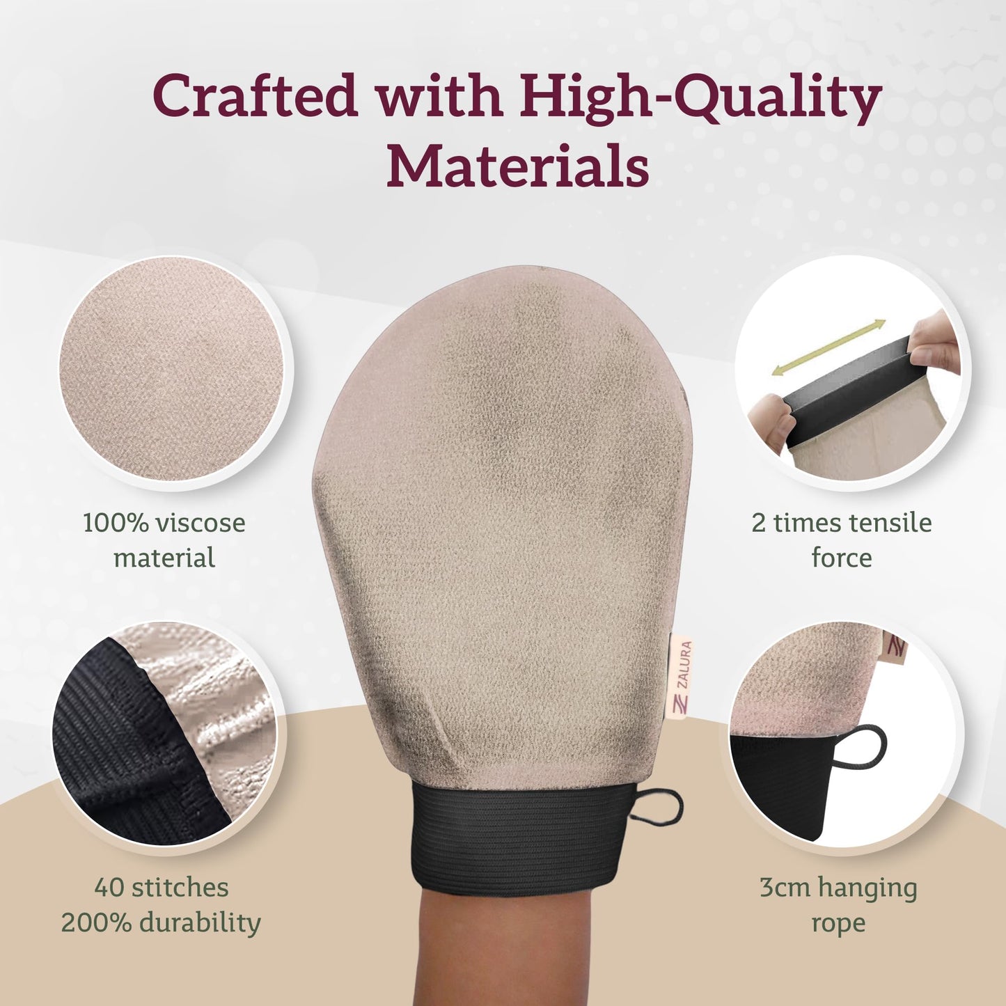 ZALURA Exfoliating Glove - Skin Exfoliating Body Scrubber for Shower & Bath - 100% Viscose Plant Fibers - Deep Exfoliating Mitt & Scrubber for Women & Men, Spray Tan & Dead Skin Remover - 1-Glove