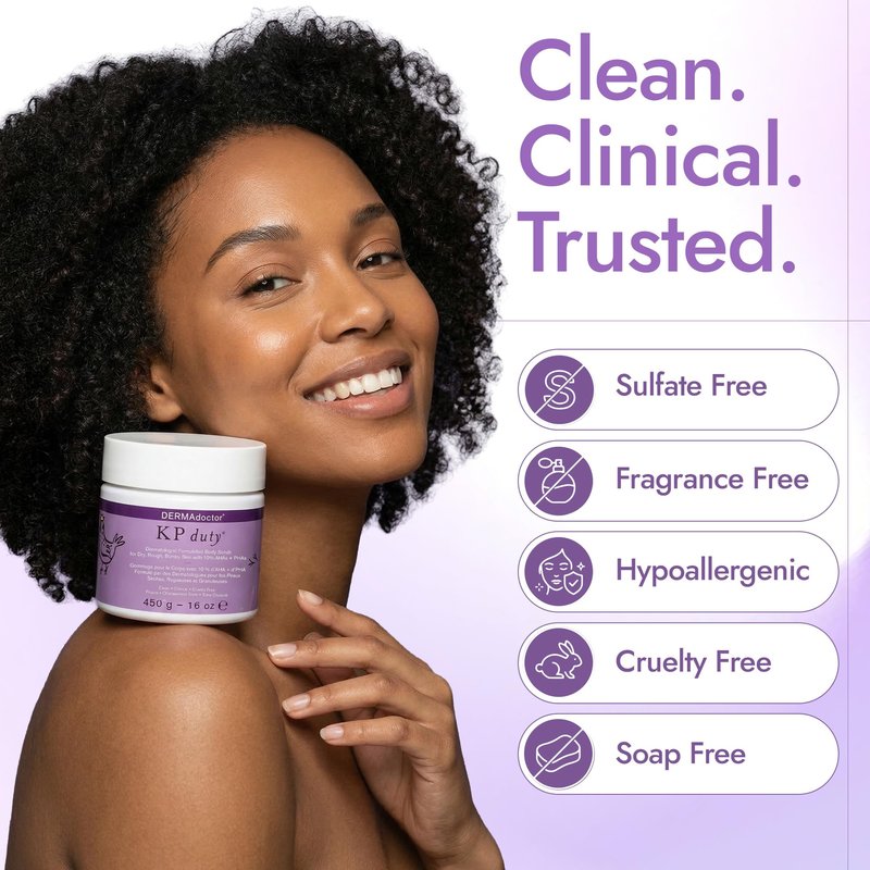 DERMAdoctor KP Bump Eraser Body Scrub with 10% AHAs + PHAs for Keratosis Pilaris, Dry, Rough, and Bumpy Skin, Dermatologist Formulated Exfoliating Body Scrub with Glycolic and Lactic acids - 16 Fl oz