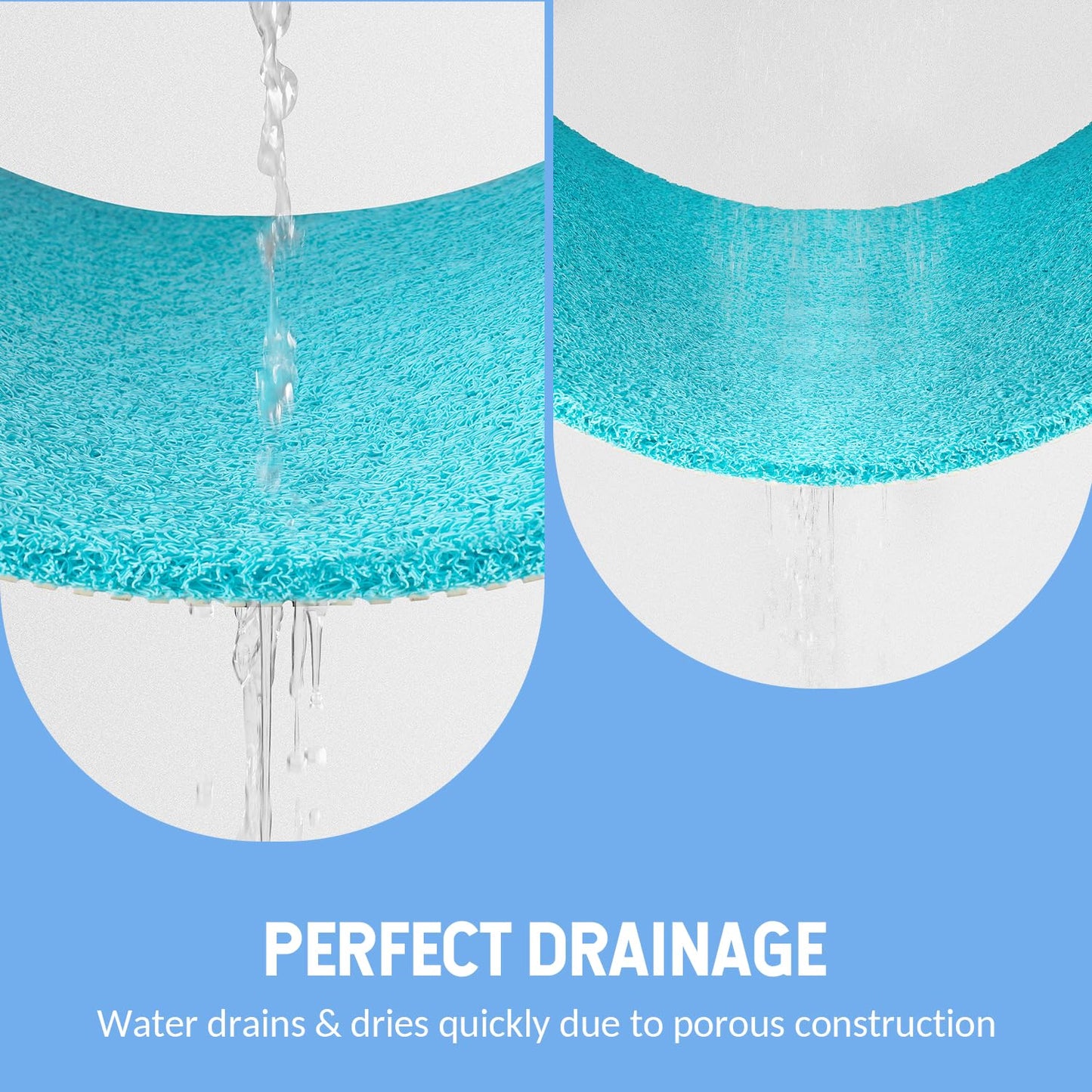 Hargiis Non-Slip Bathtub Mat, Anti Slip Shower Mat, Fast Drying Bathtub Mats, Foot Scrubber Mat, Anti Slip Mat for Tub, Floor, Bathroom, Kitchen, Home, Hotel (Turquoise Blue 24"×24")