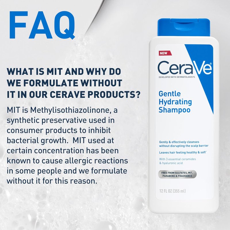 CeraVe Gentle Hydrating Shampoo - Soft, Healthy Hair with Ceramides & Niacinamide | 12 Oz, Sulfate-Free