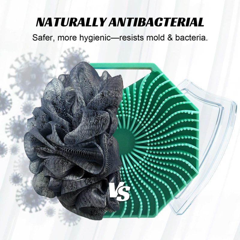 YASUEBI Silicone Body Scrubber Loofah Silicone Scrubber for Nourishing Non-Slip Handheld Cleansing Brush Mens Body Scrubber for Women Long-Lasting & Easy to Clean(Green)