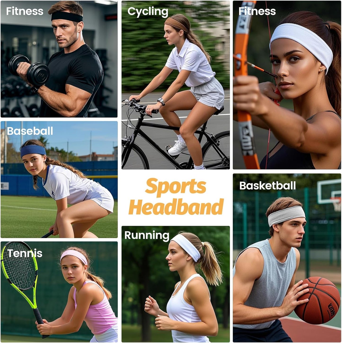 Wide Elastic Headbands for Women - 6 Pack Stretchy Non-Slip Hair Bands | Soft Sports Accessories for Workouts, Yoga, Daily Use