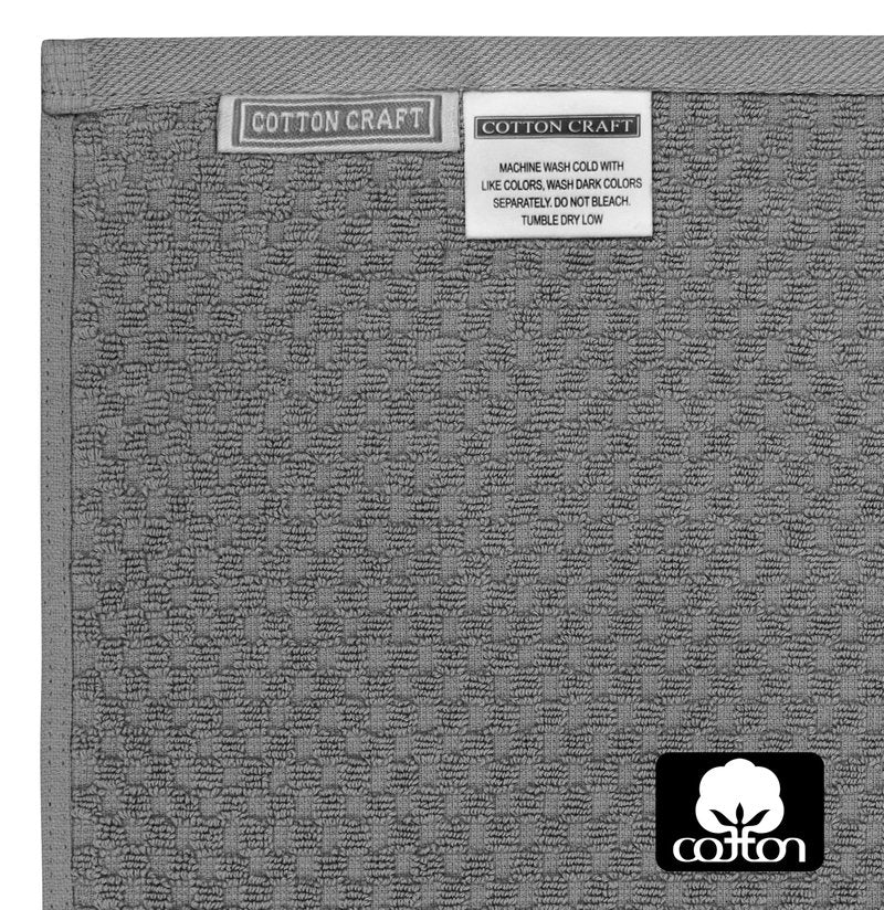 COTTON CRAFT Hooded Bath Towel – 2 Pack Oversized 35x70 Waffle Weave Towel with Hood for Adults - 100% Ringspun Cotton Pool Bath Sheet Wrap with Hood - Soft Super Absorbent Quick Dry – 450 GSM – Grey