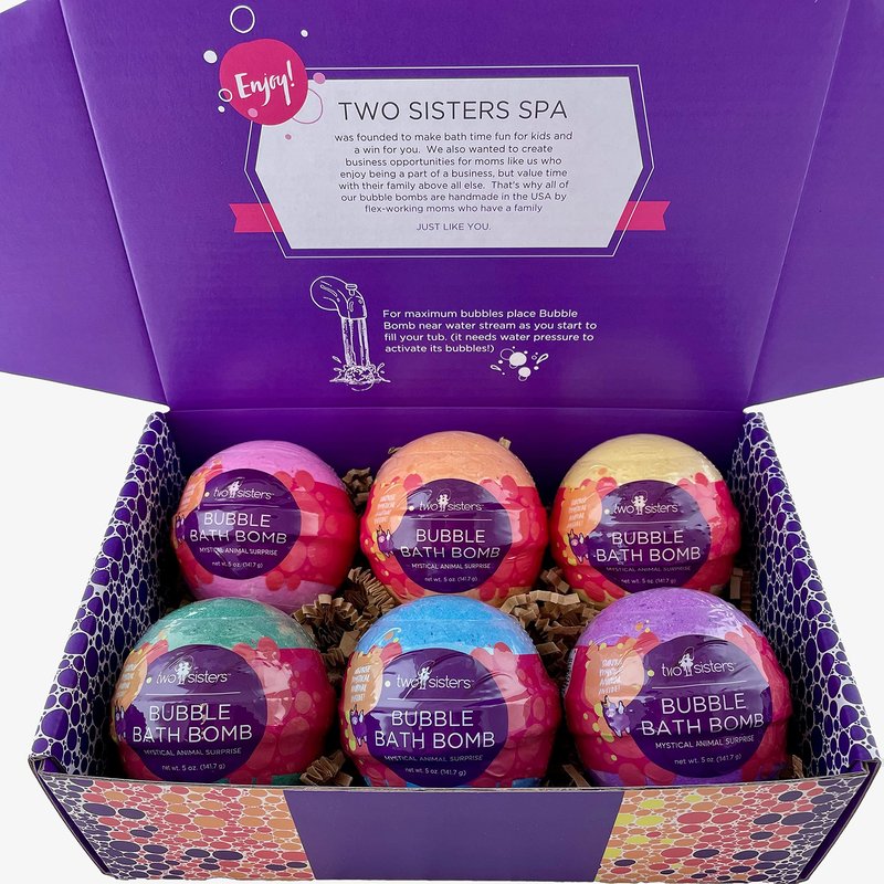 Mystical Bath Bombs for Girls and Boys with Surprise Toys Inside (6 Pack) - Large Bubble Bath Bombs for Kids - Fruity Scents, Fizzies, Made in USA, Mystic Animal - Ideal Holiday Gift by Two Sisters