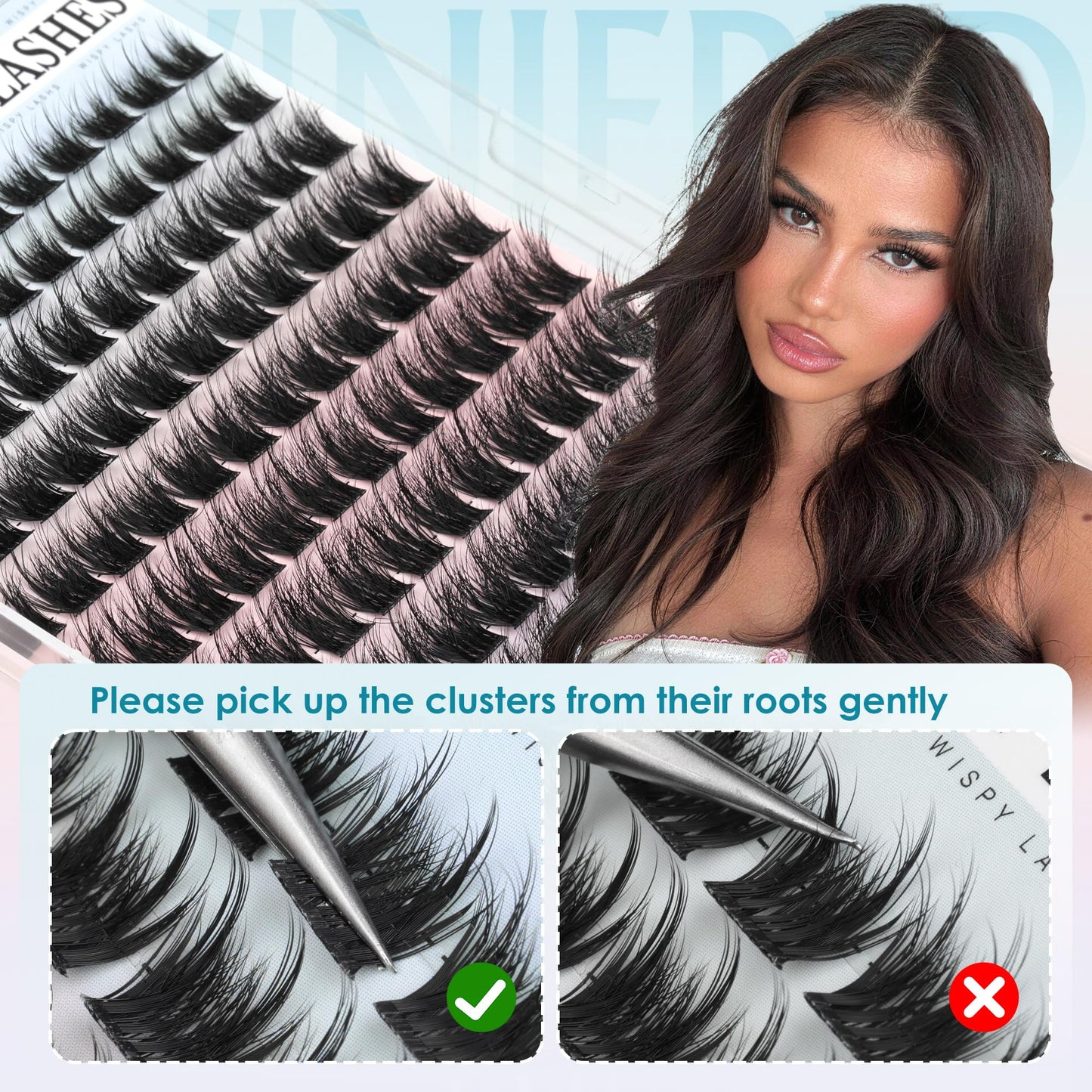 Winifred Lash Clusters Natural Eyelash Clusters Wispy Fluffy Cluster Eyelash Extensions Light Volume Lash Extensions DIY 10-16mm Eyelashes Thin Band Hyrid Individual Lashes