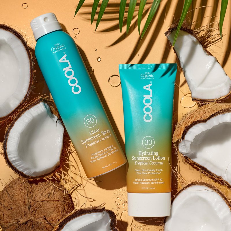 COOLA Organic Sunscreen SPF 30 Sunblock Spray, Dermatologist Tested Skin Care for Daily Protection, Vegan and Gluten Free, Tropical Coconut, 6 Fl Oz