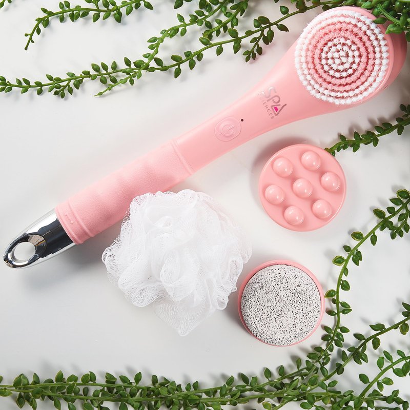 Spa Sciences - NERA - 4-in-1 Shower/Bath Body Brush for Exfoliation, Deep Cleansing, Foot Care, Lotion Infuser, and Massage