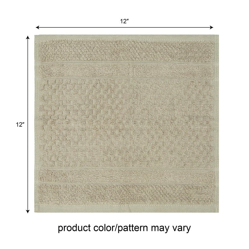 Pleasant Home Chevron Wash Cloths Set - 12 Pack (12” x 12”) – 509 GSM - 100% Ring Spun Cotton Wash Cloth - Super Soft and Highly Absorbent Face Towels (Maroon, White & Tan)