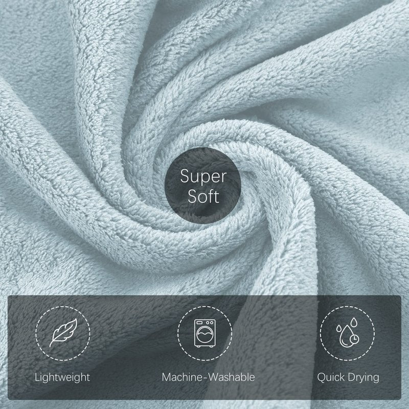 TENSTARS Silk Hemming Bath Towels for Bathroom Clearance - 27 x 55 inches - Light Thin Quick Drying - Soft Microfiber Absorbent Towel for Bath Fitness, Sports, Yoga, Travel, Gym - 2 Pack, Light Teal