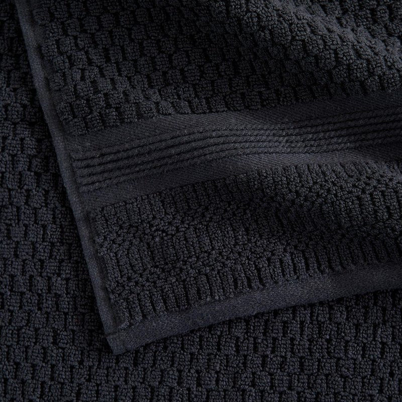 Market & Place 100% Cotton Waffle Weave 6 Piece Towel Set – Soft, Quick-Dry Bath, Hand & Washcloth Towels – Lightweight, Textured Bathroom Set – Black | Zoey Collection