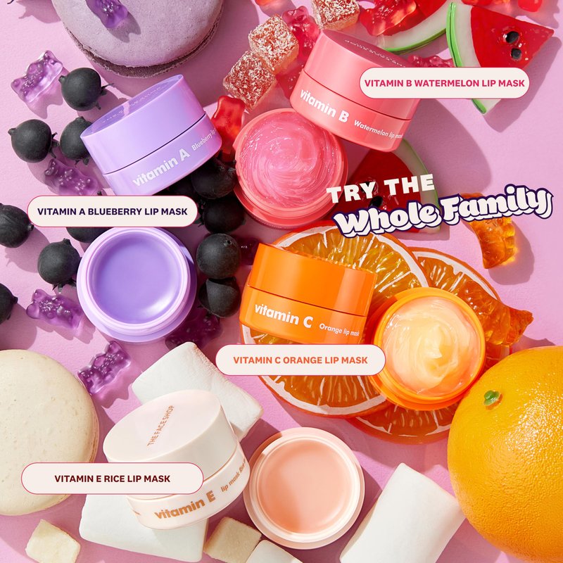 THE FACE SHOP Vitamin C & Orange Lip Mask, Revitalizing & Moisturizing Lip Balm, Lip Sleeping Mask, Korean Skin Care