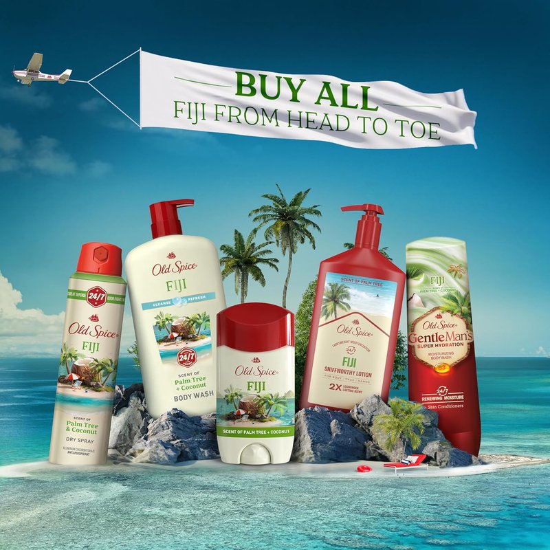 Old Spice Body Wash for Men - 24/7 Fresh Cleanse with Vitamin B3 | Fiji Coconut Scent, 25 oz (Pack of 4)