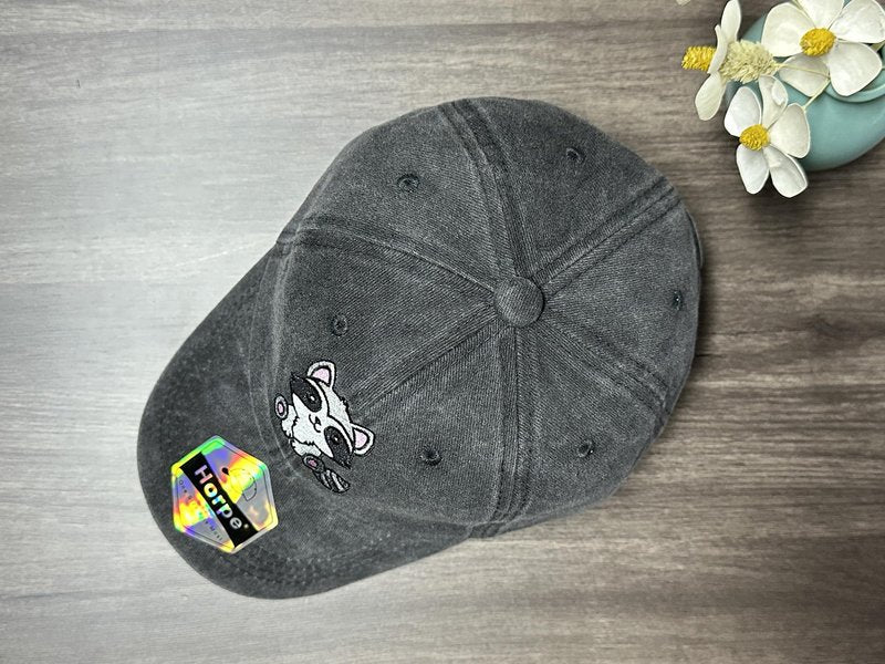 Horpe Raccoon Gifts for Kid Child, Cartoon Woodland Animal Hat for Boys and Girls, Adjustable Embroidered Forest Baseball Cap for Outdoor Adventures