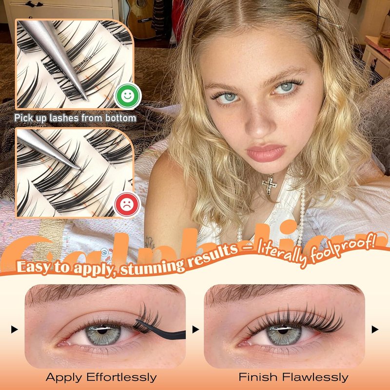 calphdiar Manga Lash Clusters Bunny Eyelash Clusters 8-14mm Short Cluster Eyelash Extensions Natural Lashes Clusters Wispy Individual Lashes Extension CC-Curly Spiky Eyelashes for Everyday Wear