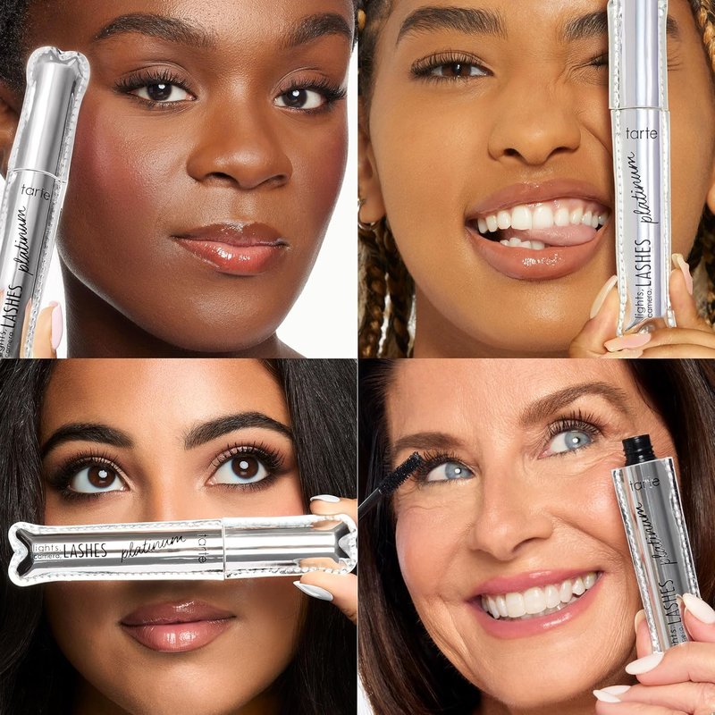 Tarte Lights, Camera, Lashes Platinum Volumizing Mascara - Black Tinted Peptide Formula for Volume & Length, Vegan & Cruelty-Free