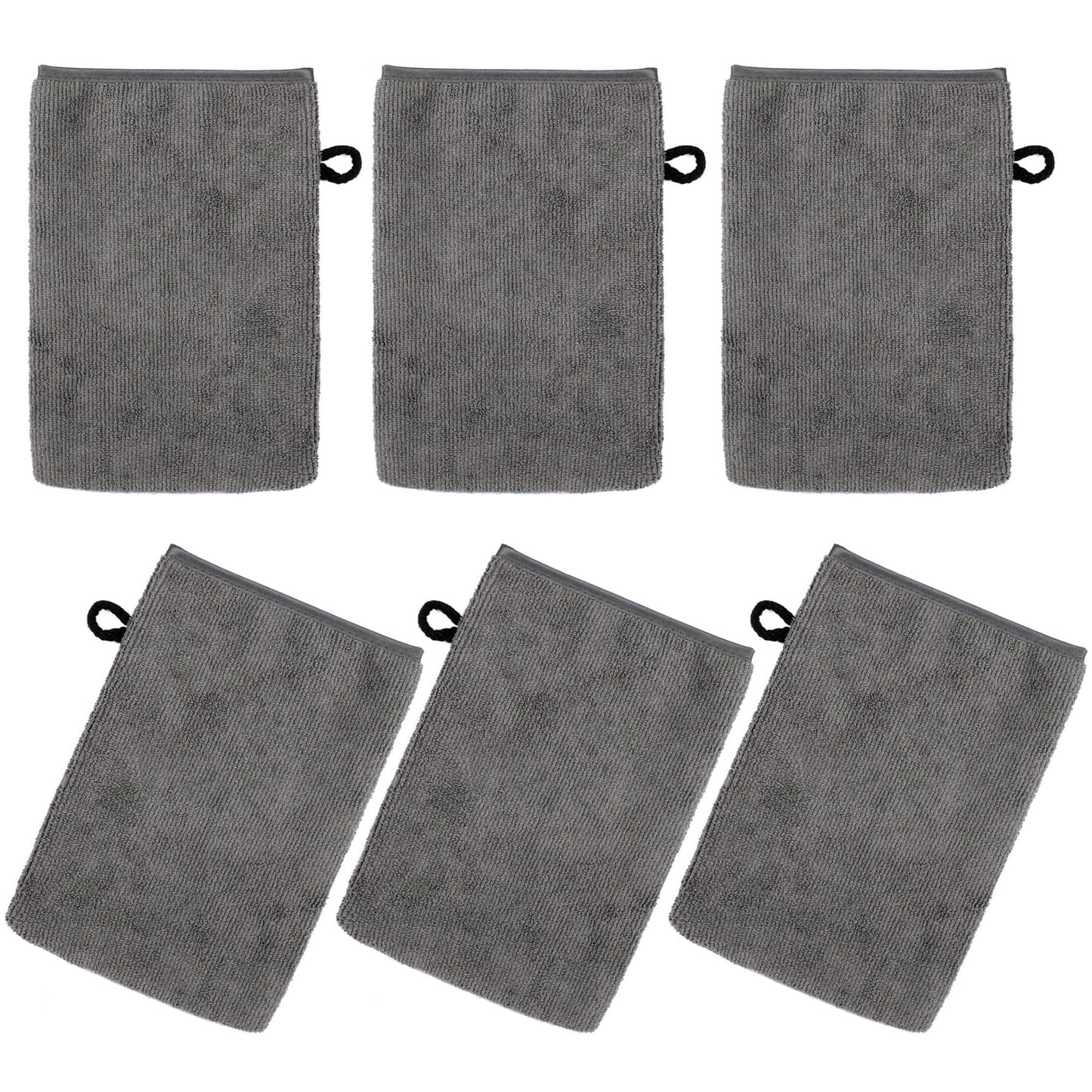 PHOGARY Microfiber Face Cloths, 6"x8" Fast Drying Bath Mitts Washcloth, Super Absorbent Soft Lightweight Towel Body Facial Cloths Small Wash Mitt for Travel Showering Washing Face, 6 Pack, Grey