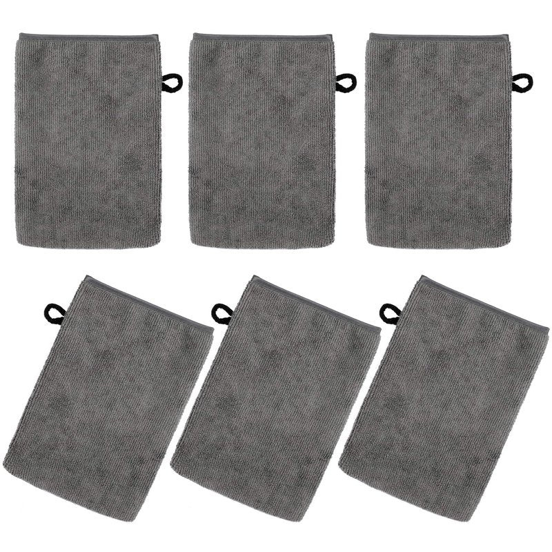 PHOGARY Microfiber Face Cloths, 6"x8" Fast Drying Bath Mitts Washcloth, Super Absorbent Soft Lightweight Towel Body Facial Cloths Small Wash Mitt for Travel Showering Washing Face, 6 Pack, Grey
