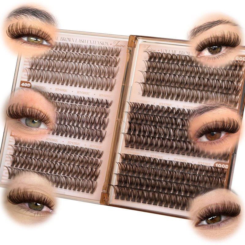 JIMIRE Brown Lash Clusters 6 Styles Mixed D Curly Eyelash Clusters Natural 476Pcs Fluff Cluster Eyelash Extensions Wispy Brown Cluster Lashes Extensions for Everyday Wear(30D+40D+50D+60D+80D+100D)