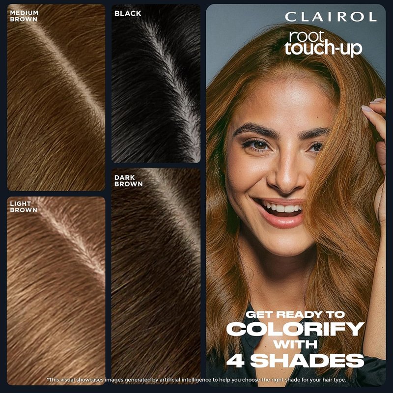 Clairol Root Touch-Up Powder - Dark Brown Hair Color | Ammonia-Free, Compact with Mirror & Brush | Instant Root Coverage & Eyebrow Definition