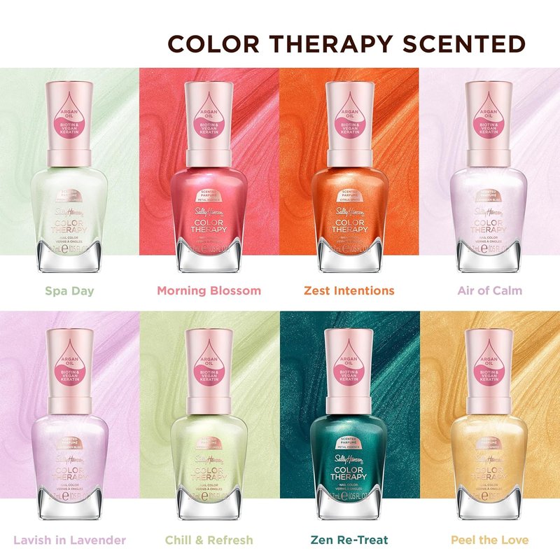 Sally Hansen Color Therapy Nail Polish - Biotin & Argan Oil Formula for Healthy Nails | Opaque Pink - Citrus Spritz 462