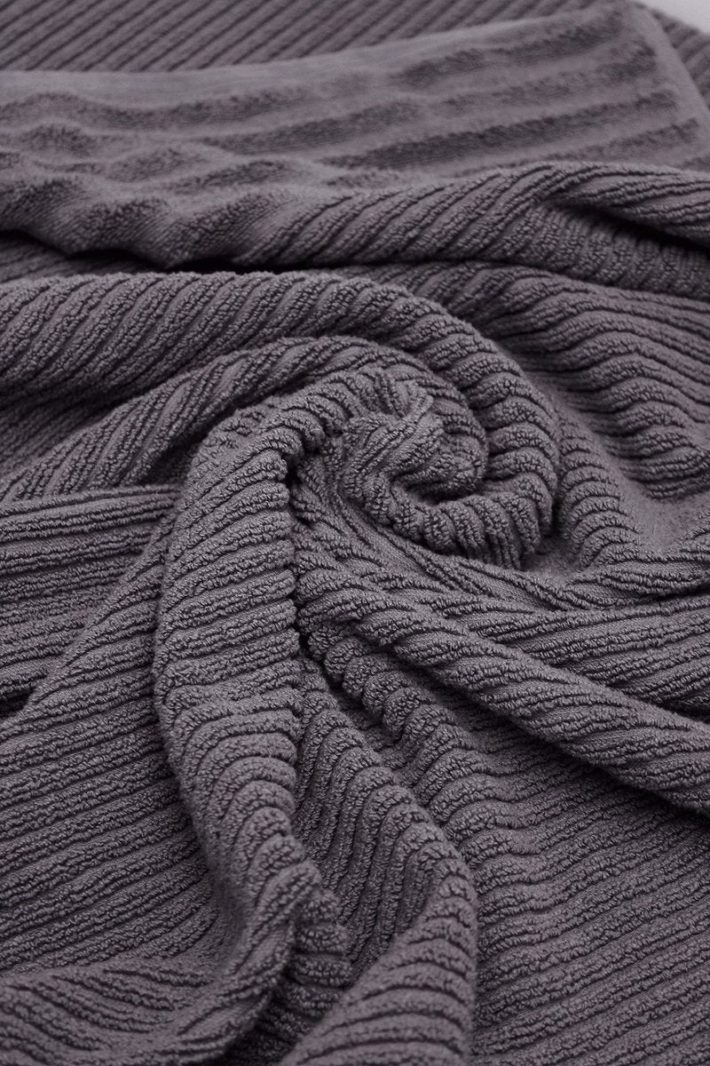 COTTON CRAFT 6 Piece Towel Set - 100% Cotton Plush 600 GSM Sculpted Super Zero Twist Pleated Ribbed Bathroom Towel Set - Soft Absorbent Luxury - 2 Bath Towel, 2 Hand Towel, 2 Washcloth - Charcoal Grey