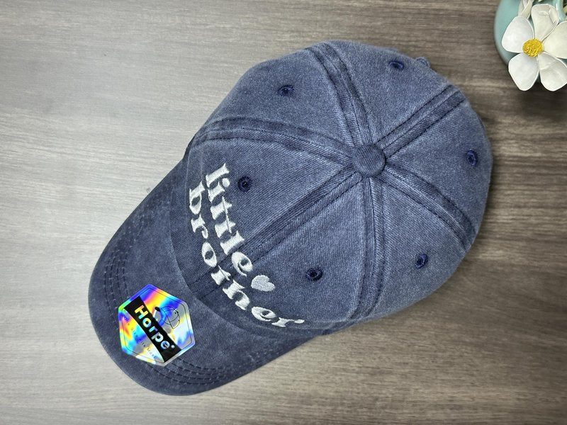 Horpe Little Bro Gifts for Sibling Kid, Lil Brother Baseball Cap for Child, Proud Hat for Boy, Embroidered Adjustable Navy Blue Hat