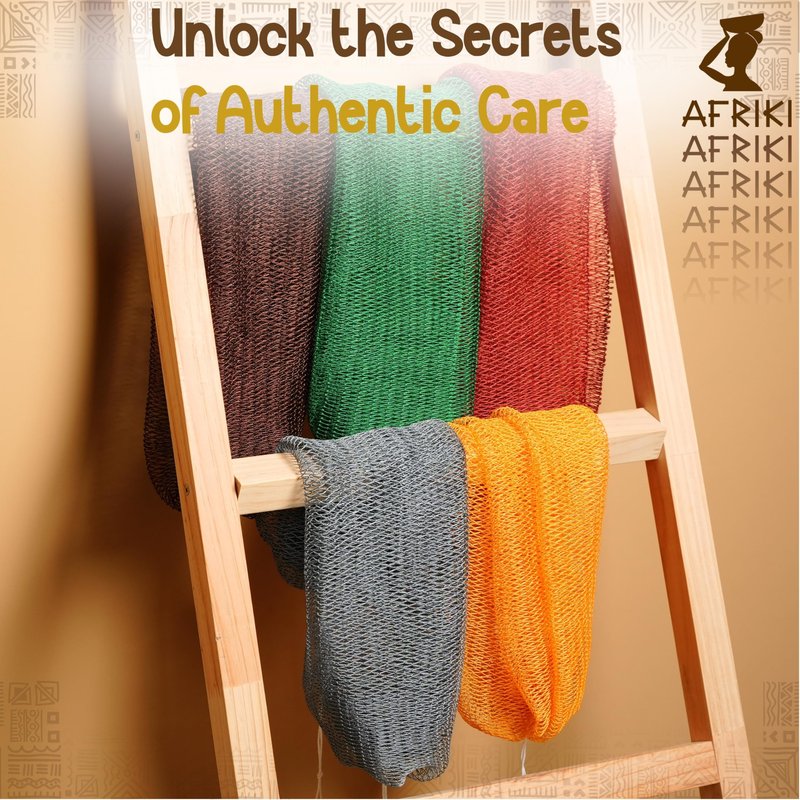 African Net Sponge, Premium Authentic Exfoliating Body Scrubber, Extra Long Stretch Bath Sponge for Shower, Deep Exfoliating Washcloth for Smooth Skin, 1 Pack (Honey Yellow)