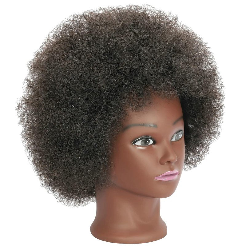 Skiennix Kinky Curly 100% Real Human Hair Mannequin Head - Ideal for Afro Cosmetology & Styling
