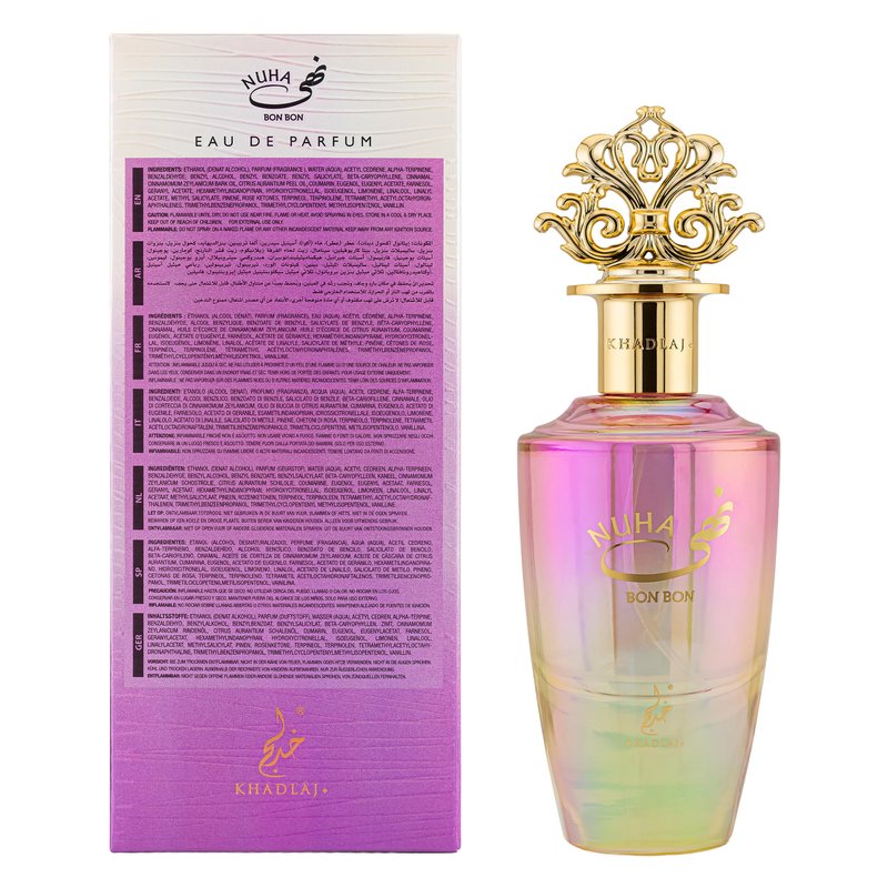 Khadlaj Nuha Bon Bon - Sweet, Gourmand, Fruity, Creamy - Eau de Parfum Spray Long-Lasting Fragrance Spray for Women, 2.87 Ounce / 85ml