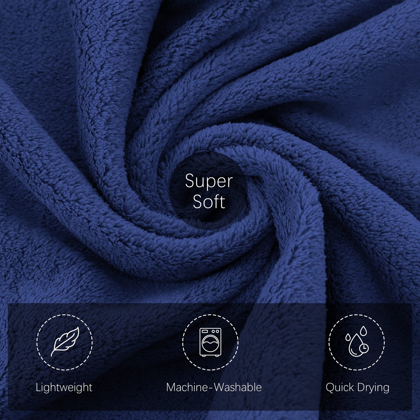 TENSTARS Silk Hemming Bath Towels for Bathroom Clearance - 27 x 55 inches - Light Thin Quick Drying - Soft Microfiber Absorbent Towel for Bath Fitness, Sports, Yoga, Travel, Gym - 2 Pack, Navy Blue
