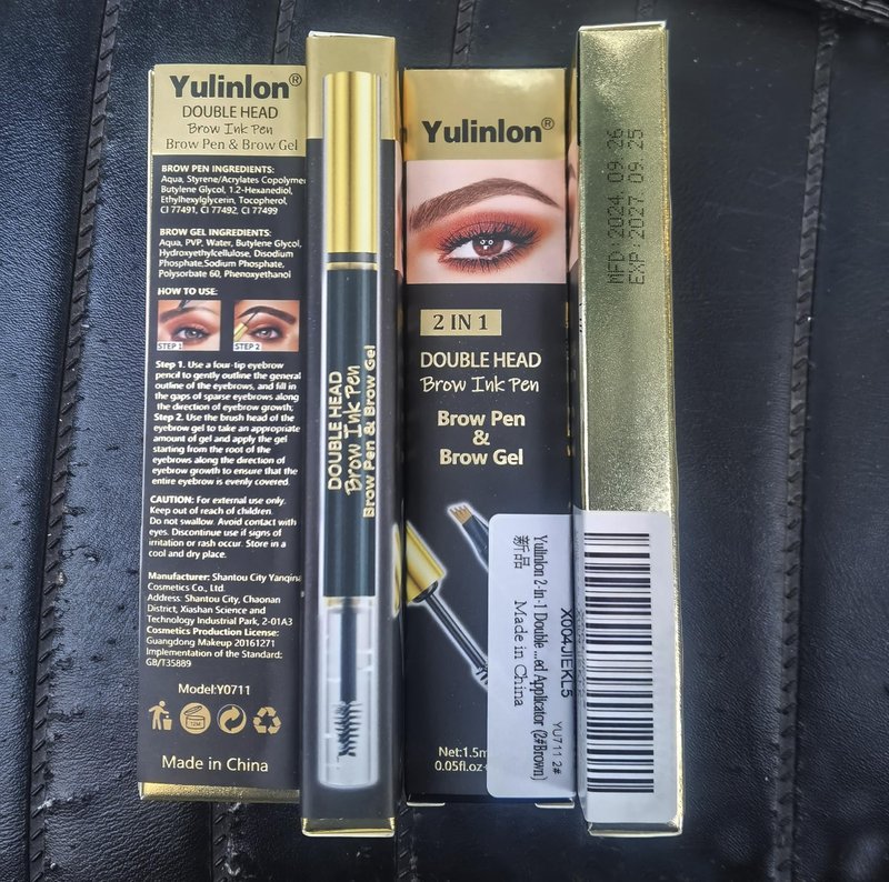 Yulinlon 2-in-1 Double Head Eyebrow Pen and Gel, Waterproof Brow Makeup with Dual-Ended Applicator (3#Dark Brown)