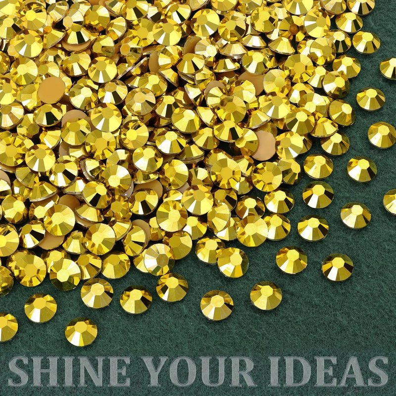 Resin Rhinestones for Crafting with B7000 Jewelry Glue, 1 Box Bright Gold Flatback Crystals with 3Pcs 10ml Glue for Bedazzling Crafts DIY Nail Art Makeup,Non Hotfix Gems for Clothing Shoes