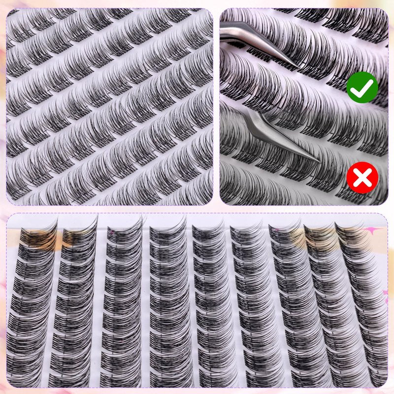 Natural Lash Clusters Wispy Eyelash Clusters 8-12mm Short Lashes Clusters Daily Wear Cluster Eyelash Extensions 108pcs C-Curly Cluster Lashes Invisible Band Individual Lashes DIY Lash Extensions