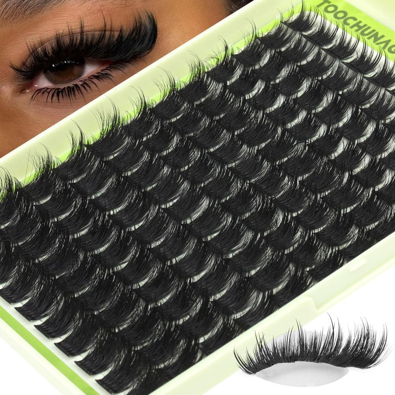 Spiky Lash Clusters 300D Fluffy Eyelash Clusters 12-20mm Volume Cluster Eyelash Extensions D Curly Mink Individual Cluster Lashes with Spikes for DIY Manga Lash Extension by TOOCHUNAG