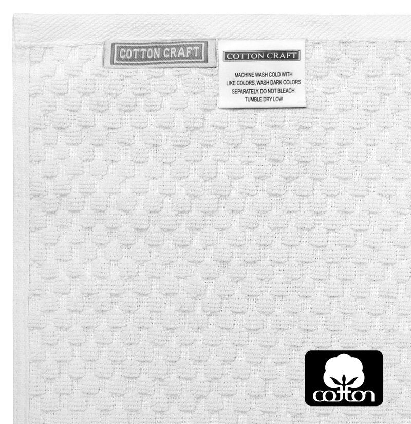COTTON CRAFT Hooded Bath Towel – Oversized 35 x 70 Waffle Weave Towel with Hood for Adults - 100% Ringspun Cotton Pool Bath Sheet Wrap with Hood - Soft Super Absorbent Quick Dry – 450 GSM – White