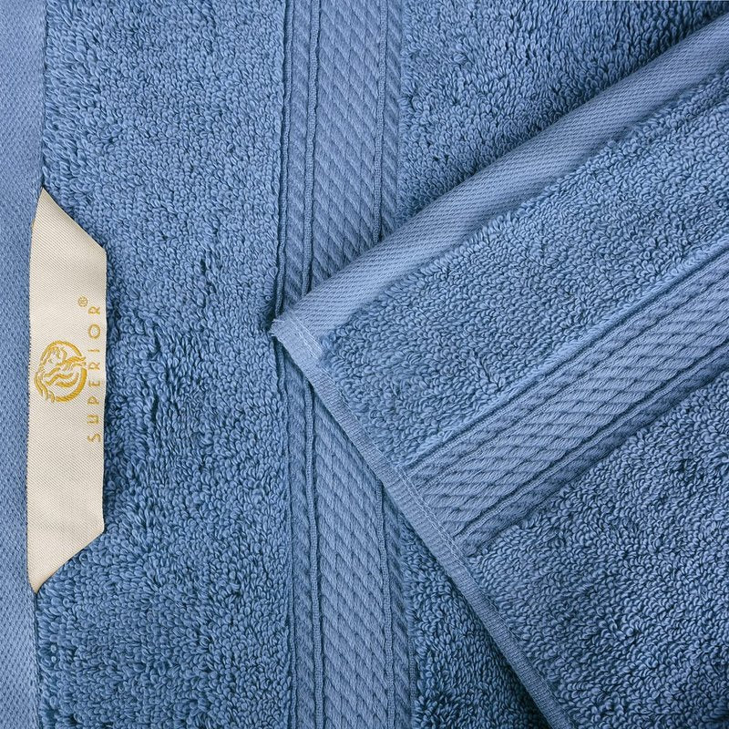 SUPERIOR Egyptian Cotton Ultra Plush & Absorbent, 8 Piece Set, Denim Blue