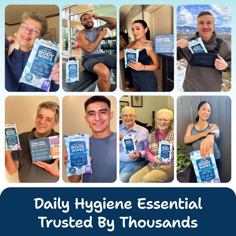 Body Wipes For Adults Bathing No Rinse - 50 XL Ultra Thick Shower Wipes For Adults No Rinse, 5 Packs of 10 Adult Wipes for Personal Cleansing, Daily Hygiene, Bedridden & Elderly Care, Travel, Camping