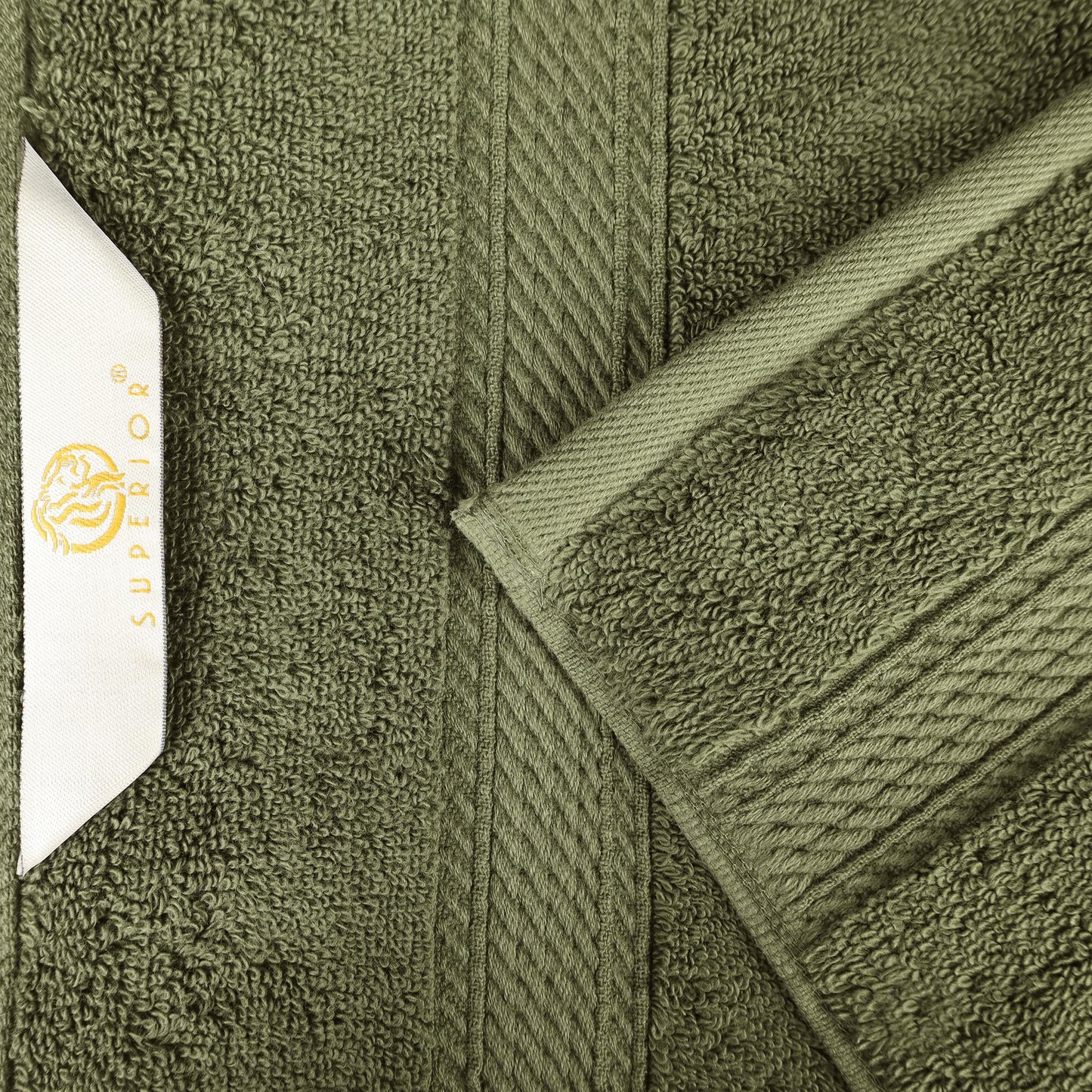 Superior Egyptian Cotton Pile 8 Piece Towel Set, Includes 2 Bath, 2 Hand, 4 Face Towels/ Washcloths, Ultra Soft Luxury Towels, Thick Plush Essentials, Guest Bath, Spa, Hotel Bathroom, Forest Green