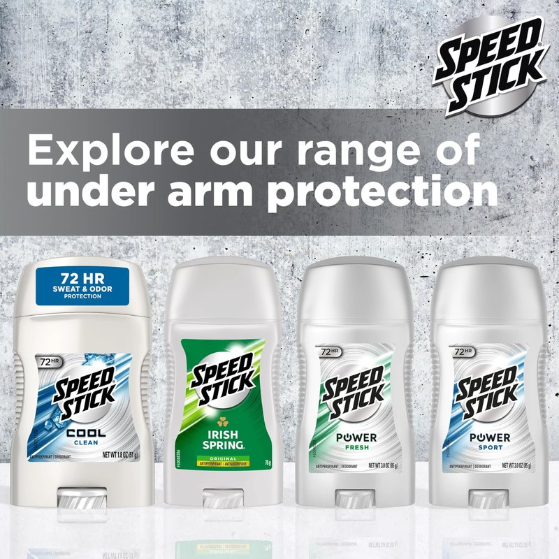 Speed Stick Power Antiperspirant Deodorant for Men, 72 HR Sweat & Odor Protection, Fresh Scent, 3.0 oz Stick (4 Pack)