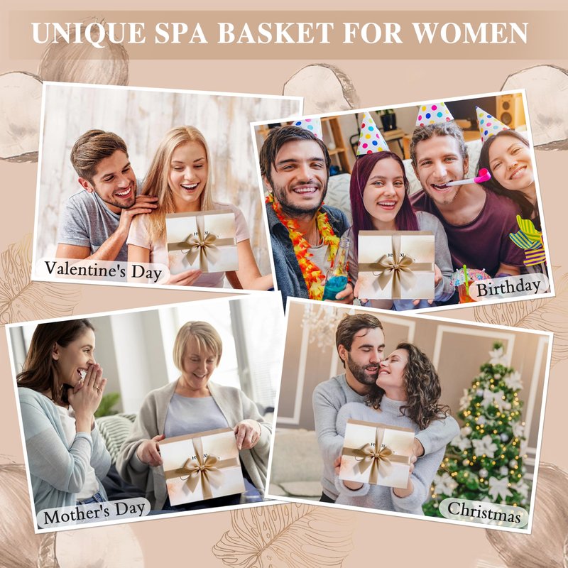 Gifts for Women Bath and Body Gift Basket Set for Women, 12 Piece Set of Coconut Home Spa Set for Self Care, Mothers Day Relaxing Bath Sets Birthday Christmas Gifts for Mom Sister Her Wife