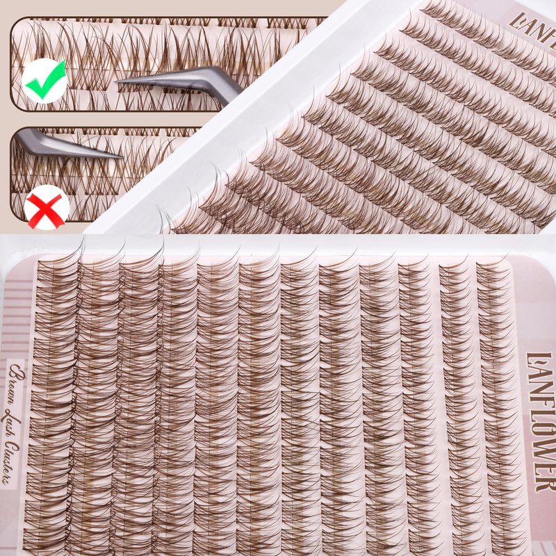 Brown Lash Clusters Kit Natural Lash Extension Kit Wispy Eyelash Clusters C Curved Cluster Eyelash Extensions 10-16mm Eyelash Extension Kit Brown Individual Lashes DIY at Home by Lanflower
