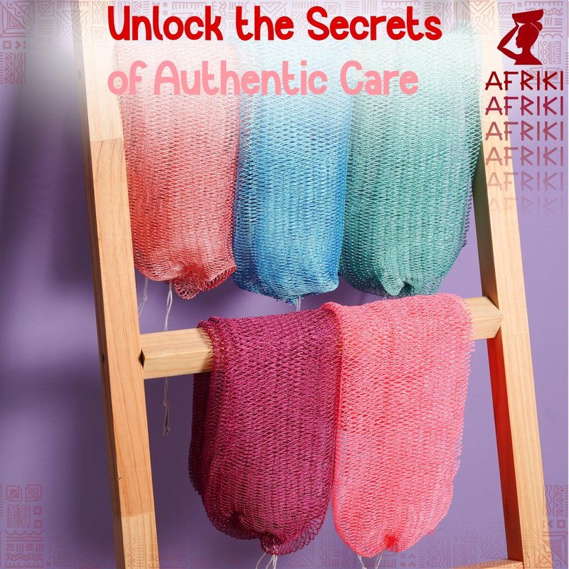 African Net Sponge, Premium Authentic Exfoliating Body Scrubber, Extra Long Stretch Bath Sponge for Shower, Deep Exfoliating Washcloth for Smooth Skin, 1 Pack (Pink)