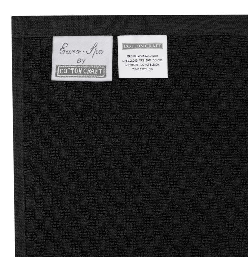COTTON CRAFT Waffle Bath Sheets - Set of 2 Luxury Euro Spa Waffle Weave Bath Sheet Towels - 100% Ringspun Cotton Bath Sheet - Absorbent Quick Dry Bath Towel Sheet - Oversized 35 x 70 inches - Black