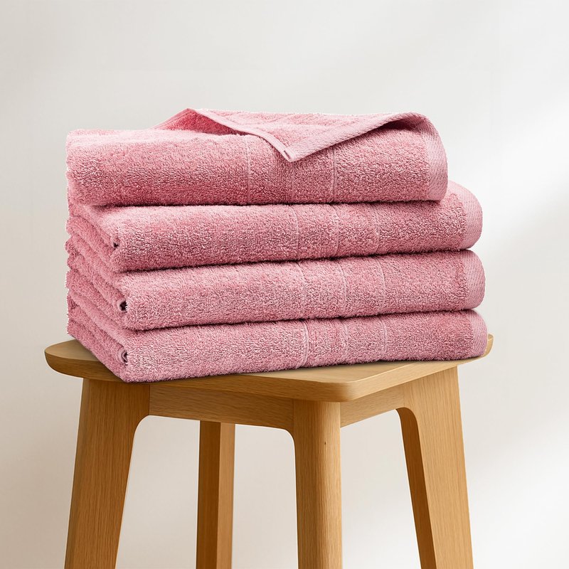 Novo Home Bath Towels Set of 4 – 100% Ring Spun Cotton Baby Pink Extra Large Towels for Bathroom, Spa Use (55x28 in) – 550 GSM Super Soft and Quick Dry Large Bath Sheets for Adults