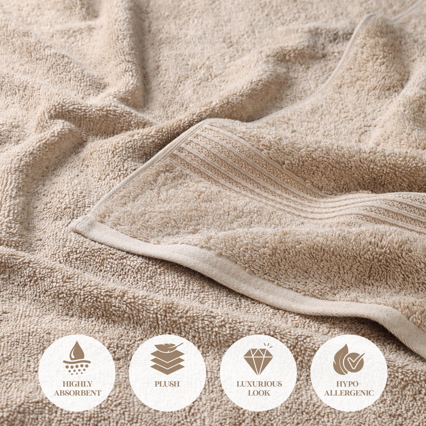 Superior Egyptian Cotton 10-Piece Face Towel Set , Small Towels For Facial, Spa, Quick Dry, Absorbent Towels, Bathroom Accessories, Guest Bath, Home Essentials, Washcloth, Airbnb, Taupe