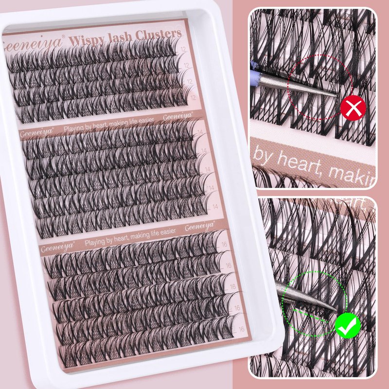 Medium Lash Clusters Short Wispy C Curl Eyelash Clusters 12-16MM Individual Eyelashes Natural Cluster Eyelash Extensions Natural Looking Cluster Lashes by Geeneiya (C Curl,12-14-16)